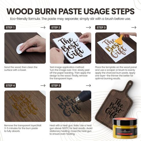Wood Burn Paste Pen Kit,4OZ Wood Charcoal Paste，Easily Create Beautiful Wood Engravings in Minutes—Perfect for Beginners. Precisely and effortlessly Etch Designs onto Wood, Canvas, and Denim in Kuwait