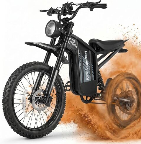 HAPPYRUN G18pro Electric Dirt Bike for Adults – 4500W Peak Motor, 60V 35Ah Battery, 75 Miles Range, 5 Speed Modes, Full Suspension, Hydraulic Brakes, 19"/17" Off-Road Tires in Kuwait