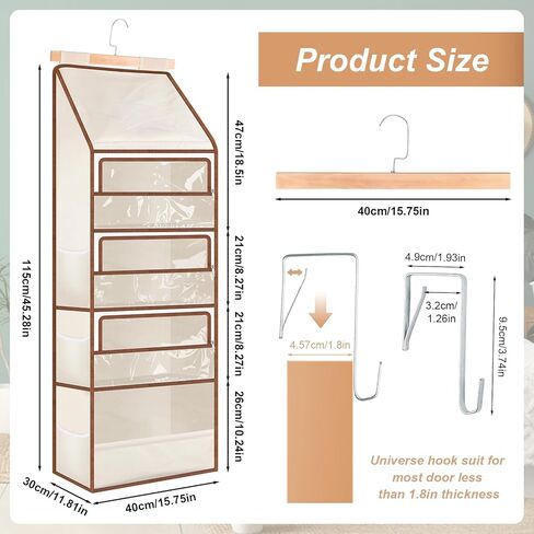 Wooden Hanging Yarn Storage Organizer, Large Knitting Stuffed Animal Storage with 4 Deep Clear Pockets & 6 Mesh Side Pockets, Over The Door Organizer Yarn Holder for Crochet Hooks, Knitting Needles in Kuwait