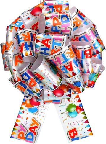 Retrowavy 2 Pcs 16 Inch Large Birthday Pull Bow for Present Gift Wrapping Giant Gift Bow for Car Colorful Car Ribbon for Birthday Party Holiday Presents in Kuwait