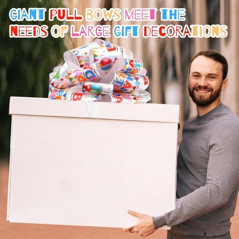 Retrowavy 2 Pcs 16 Inch Large Birthday Pull Bow for Present Gift Wrapping Giant Gift Bow for Car Colorful Car Ribbon for Birthday Party Holiday Presents in Kuwait