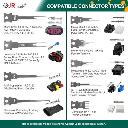 JRready JRDDS Series Terminal Removal Tool Kit Molex Pin Extractor Tool with Storage Handle 9 Replaceable Tips for AMP Delphi Molex Bosch Connectors ACTCRH7A07 Extraction Tools in Kuwait