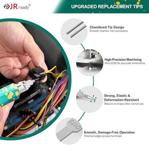 JRready JRDDS Series Terminal Removal Tool Kit Molex Pin Extractor Tool with Storage Handle 9 Replaceable Tips for AMP Delphi Molex Bosch Connectors ACTCRH7A07 Extraction Tools in Kuwait