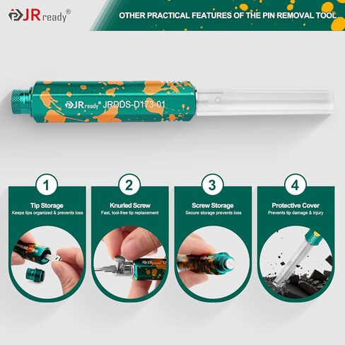 JRready JRDDS Series Terminal Removal Tool Kit Molex Pin Extractor Tool with Storage Handle 9 Replaceable Tips for AMP Delphi Molex Bosch Connectors ACTCRH7A07 Extraction Tools in Kuwait