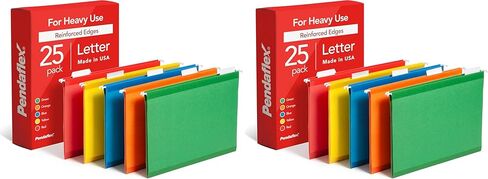 Pendaflex Reinforced Hanging Folders, Letter Size, Assorted Colors 1/5 Cut, Tabs and Inserts, 25 Per Box (41522AMZ) in Saudi Arabia