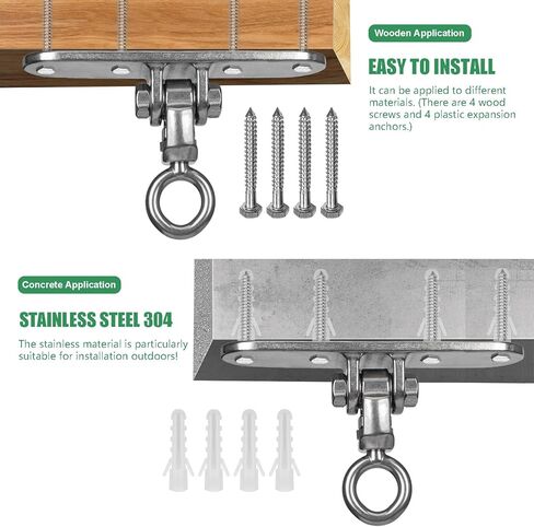Heavy Duty Swing Hanger with Threaded Buckle 800 LBS Capacity 360+180 Full Swivel Stainless Steel Hammock Hanger Durable Hardware Accessories for Porch, Playground, Yoga, Heavy Bag in Kuwait