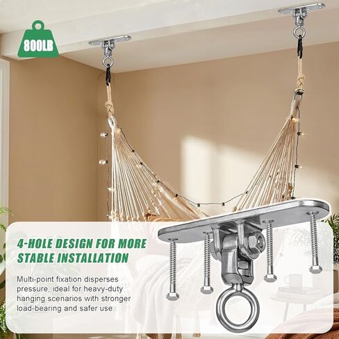 Heavy Duty Swing Hanger with Threaded Buckle 800 LBS Capacity 360+180 Full Swivel Stainless Steel Hammock Hanger Durable Hardware Accessories for Porch, Playground, Yoga, Heavy Bag in Kuwait
