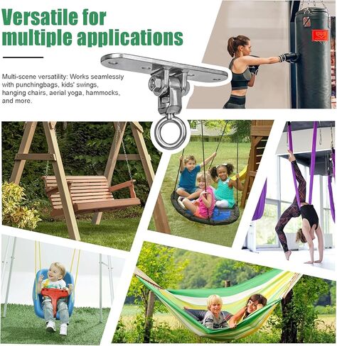Heavy Duty Swing Hanger with Threaded Buckle 800 LBS Capacity 360+180 Full Swivel Stainless Steel Hammock Hanger Durable Hardware Accessories for Porch, Playground, Yoga, Heavy Bag in Kuwait