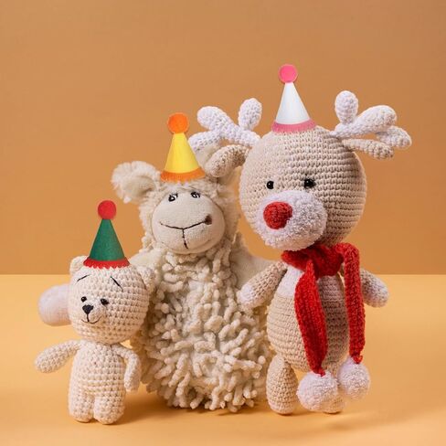 10 Pack Party Hats for Stuffed Animals, Mini Party Hats for Stuffed Animals Adjustable Birthday Hat Cone with Pom Poms Small Dogs, Cats, Kittens, Holiday Birthday Costume Accessories in Kuwait