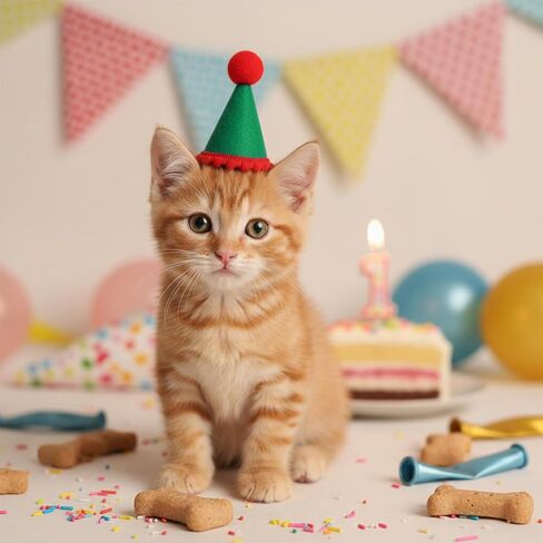 10 Pack Party Hats for Stuffed Animals, Mini Party Hats for Stuffed Animals Adjustable Birthday Hat Cone with Pom Poms Small Dogs, Cats, Kittens, Holiday Birthday Costume Accessories in Kuwait