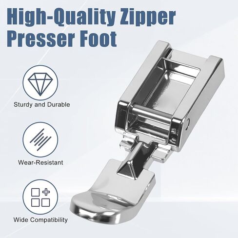 Zipper Foot Zipper Presser Foot Compatible with Snap on Singer, Brother, Janome, Juki, Babylock, Elna, Kenmore, White, Necchi, Simplicity, Euro-Pro, New Home, and More Sewing Machines in Kuwait