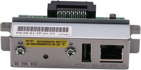 لوحة واجهة إيثرنت UB-E04 من BestParts مع منفذ USB، متوافقة مع طابعات إيصالات Epson TM-T88V، T88IV، U220، H2000، H6000 POS in Kuwait