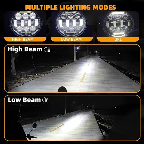 Headlights Fit for Yamaha V-Star XVS 650 950 1100,5.75 Inch Round 6000K Hi/Lo Beam White/Amber DRL,IP68 Waterproof,Plug & Play,DOT Approved in Kuwait