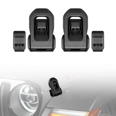 مزلاج قفل غطاء المحرك لسيارة Jeep Wrangler JL JLU 2018-2025 & Gladiator JT 2020+ 2/4 باب، ملحقات مزلاج قفل غطاء المحرك المضاد للسرقة، مزلاج قفل غطاء الألومنيوم 2025 2024 2023 2022 2021 2020، قطعتان in Kuwait