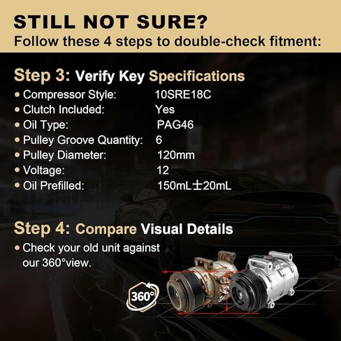 A/C Compressor with Clutch Compatible with Dodge Grand Caravan 2011-2020, Journey 2011-2019, Avenger 2011-2014, for Chrysler Town & Country 2011-2016,for Chrysler 200, Ram C/V, CO 30015C, 98320 in Kuwait
