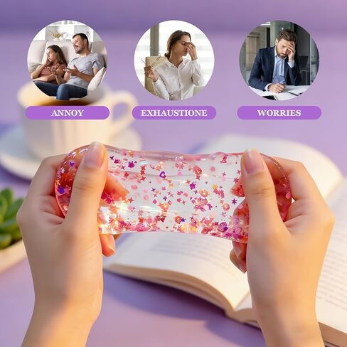 4 Pack Glitter Ice Cube Stress Ball, Soft Cube Colorful Sensory Fidget Toys for Adults & Kids, Fun Square Squeeze Toys for Anxiety Stress Relief, Great Holiday & Birthday Gifts, Classroom Prizes in Kuwait