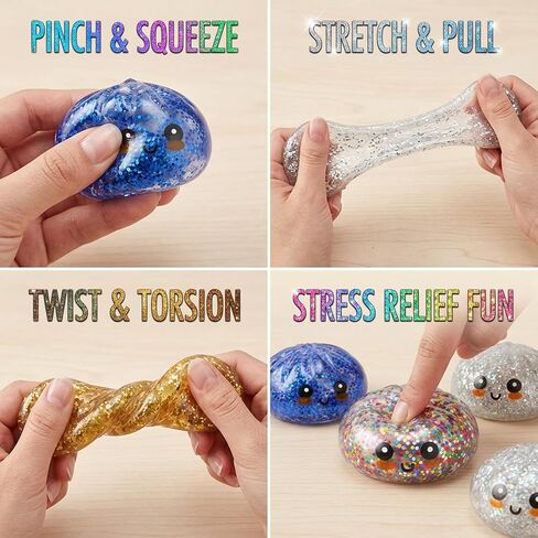 4 Pack Glitter Dumpling Squishy Mystery Box Set — Slow Rising Kawaii Dumpling Stress Balls with Steamer Box, Cute Fidget Sensory Toys for Kids & Adults in Kuwait