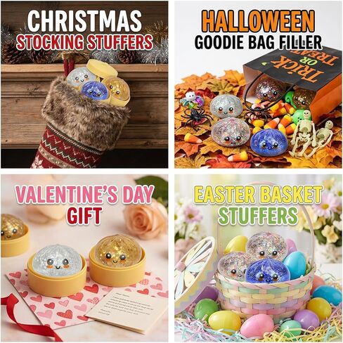4 Pack Glitter Dumpling Squishy Mystery Box Set — Slow Rising Kawaii Dumpling Stress Balls with Steamer Box, Cute Fidget Sensory Toys for Kids & Adults in Kuwait