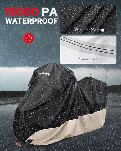 Benlari Waterproof Motorcycle Cover with Side Top Box Compatible with Harley Davidson Touring Ultra Limited Street Glide Road Glide Electra Glide Outdoor All Weather Protection, XL,116" x 47" x 53" in Kuwait