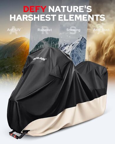 Benlari Waterproof Motorcycle Cover with Side Top Box Compatible with Harley Davidson Touring Ultra Limited Street Glide Road Glide Electra Glide Outdoor All Weather Protection, XL,116" x 47" x 53" in Kuwait