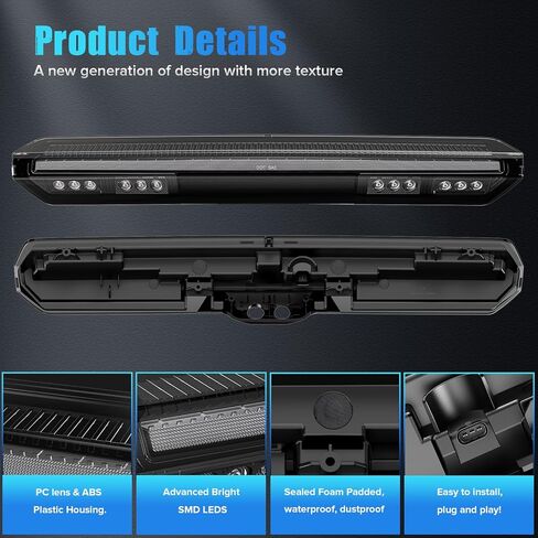 LED Third Brake Light Compatible with Silverado Sierra 1500 2019-2026 2500HD 3500HD 2020-2026 Silverado 1500LD/Sierra1500 Limited 2022 3rd Brake Cargo Lamp Clear Lens（Fits Without Camera Only） in Kuwait