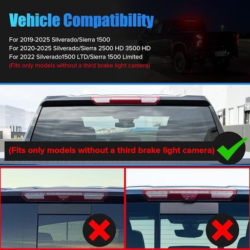 LED Third Brake Light Compatible with Silverado Sierra 1500 2019-2026 2500HD 3500HD 2020-2026 Silverado 1500LD/Sierra1500 Limited 2022 3rd Brake Cargo Lamp Clear Lens（Fits Without Camera Only） in Kuwait