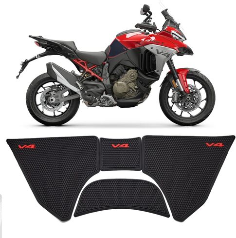 ملحقات الدراجة النارية وسادة خزان الوقود الجانبية لـ Ducati Multistrada V4 S V4S RS 2021-2025 وسادات الخزان ملصقات واقية لمقبض الركبة بالغاز وسادة تثبيت مطاط PVC باللون الأسود in Kuwait