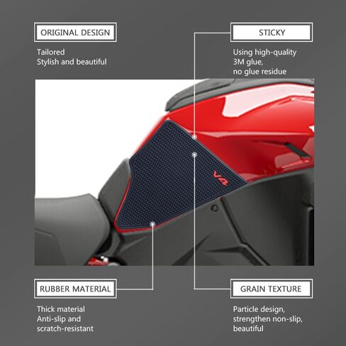 ملحقات الدراجة النارية وسادة خزان الوقود الجانبية لـ Ducati Multistrada V4 S V4S RS 2021-2025 وسادات الخزان ملصقات واقية لمقبض الركبة بالغاز وسادة تثبيت مطاط PVC باللون الأسود in Kuwait