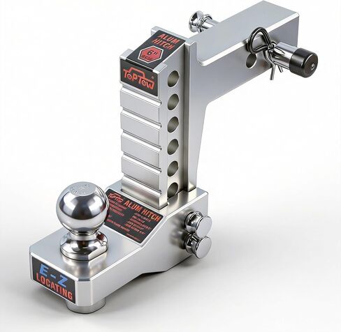 TOPTOW Adjustable Aluminum Ball Mount, 6-inch Drop Hitch for 2-inch Hitch Receivers, 7500lbs Capacity Including 2-inch Hitch Ball, Hitch Locks and Hitch Pin Kits - Patent Easy-Locating Shank Design in Kuwait