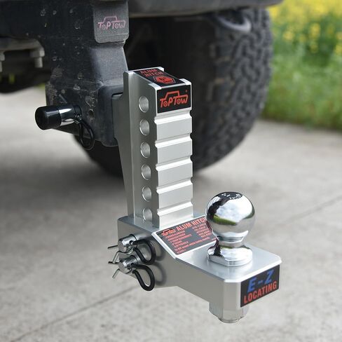 TOPTOW Adjustable Aluminum Ball Mount, 6-inch Drop Hitch for 2-inch Hitch Receivers, 7500lbs Capacity Including 2-inch Hitch Ball, Hitch Locks and Hitch Pin Kits - Patent Easy-Locating Shank Design in Kuwait