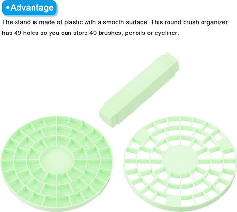 1pcs Paint Brush Holder, Paint Brush Storage Organizer 49 Holes Plastic Paint Storage Desk Stand Round for Artist Desk Makeup Pencil, Green in Kuwait