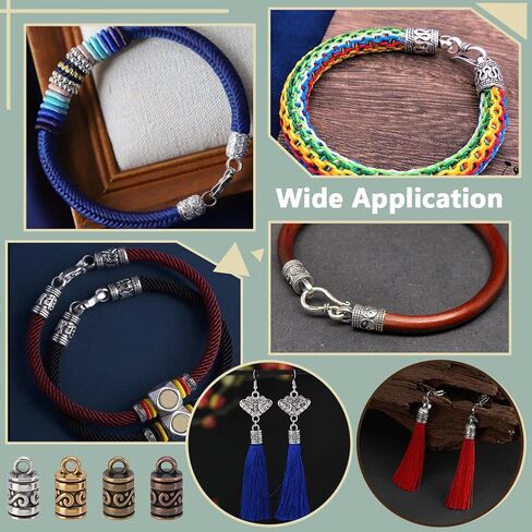 PH PandaHall 200pcs Metal Cord End Caps, 4 Colors Column Leather Thread Rope End Cap Tassel Caps Jewellery Cap Tip for DIY Craft Dangle Earrings Bracelets Necklaces Jewelry Making Kumihimo Supplies in Kuwait