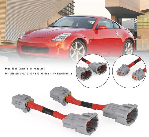 MAD HORNETS Headlight Conversion Adapters For Nissan 350z 03-05 HID Wiring 8 TO Headlight 6 in Kuwait