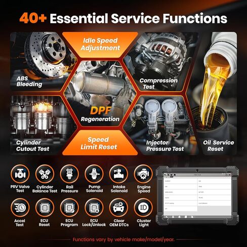 ANCEL X7HD PRO 10.1 بوصة ماسح ضوئي للشاحنات الثقيلة، أداة تشخيص ديزل كاملة النظام مع DPF Regen، 42+ إعادة تعيين، اختبار ثنائي الاتجاه ونشط، ترميز ECU، ماسح ضوئي HDOBD/OBD2 لشاحنات الديزل - رمادي in Kuwait