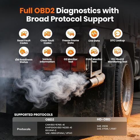 ANCEL X7HD PRO 10.1 بوصة ماسح ضوئي للشاحنات الثقيلة، أداة تشخيص ديزل كاملة النظام مع DPF Regen، 42+ إعادة تعيين، اختبار ثنائي الاتجاه ونشط، ترميز ECU، ماسح ضوئي HDOBD/OBD2 لشاحنات الديزل - رمادي in Kuwait