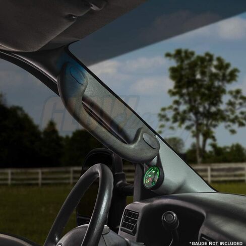 جراب قياس عمود واحد باللون الرمادي من GlowShift متوافق مع Ford Super Duty F-250 F-350 Power Stroke 2003-2007 - فتحة مقبض المقبض - لون المصنع مطابق - مقياس (1) 2-3/8 بوصة (60 مم) in Kuwait