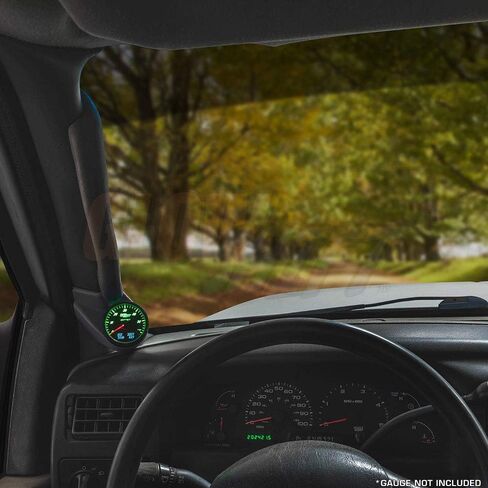 جراب قياس عمود واحد باللون الرمادي من GlowShift متوافق مع Ford Super Duty F-250 F-350 Power Stroke 2003-2007 - فتحة مقبض المقبض - لون المصنع مطابق - مقياس (1) 2-3/8 بوصة (60 مم) in Kuwait