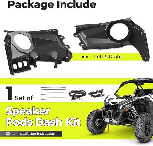 أغطية مكبرات الصوت الأمامية ALMULOO UTV X3، وأغطية مكبرات الصوت ولوحات أجهزة القياس مقاس 6.5 بوصة المتوافقة مع ملحقات حاوية نظام الصوت Can Am Maverick X3/ X3 Max/DS Turbo R 2017-2025 in Kuwait