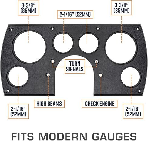 GlowShift 6-Gauge Cluster Dash Panel Pod Fits 3rd Gen Chevy Camaro 1982-1989 - Factory Replacement - Mounts (2) 3-3/8" & (4) 2-1/16" Gauges - Includes Turn Signals, Check Engine & High Beam Indicators in Kuwait