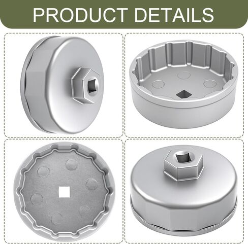 Heavy Duty 74mm 14 Flutes Oil Filter Wrench, 3/8" Square Drive Oil Filter Removel Tools, Oil Housing Cap Socket Remover Compatible with Most Cars Oil Filter Tool in Kuwait