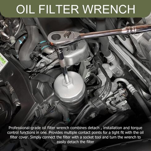 Heavy Duty 74mm 14 Flutes Oil Filter Wrench, 3/8" Square Drive Oil Filter Removel Tools, Oil Housing Cap Socket Remover Compatible with Most Cars Oil Filter Tool in Kuwait