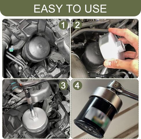 Heavy Duty 74mm 14 Flutes Oil Filter Wrench, 3/8" Square Drive Oil Filter Removel Tools, Oil Housing Cap Socket Remover Compatible with Most Cars Oil Filter Tool in Kuwait
