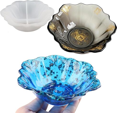 Resin Molds for Bowl, 5.1 x 1.8 inches Silicone Bowl Mold, Flower Silicone Tray Molds for Resin, Epoxy Resin Containers Molds for DIY Jewelry Holder Trinket Container Candle Vessel Holder in Kuwait