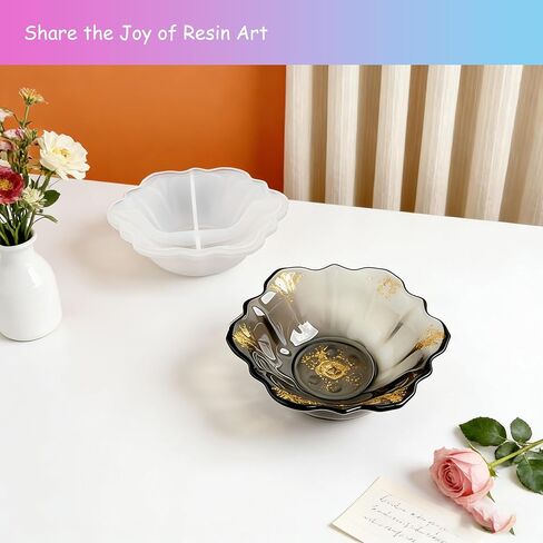 Resin Molds for Bowl, 5.1 x 1.8 inches Silicone Bowl Mold, Flower Silicone Tray Molds for Resin, Epoxy Resin Containers Molds for DIY Jewelry Holder Trinket Container Candle Vessel Holder in Kuwait