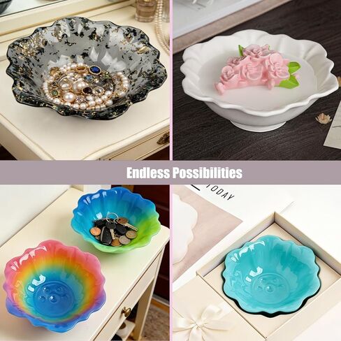 Resin Molds for Bowl, 5.1 x 1.8 inches Silicone Bowl Mold, Flower Silicone Tray Molds for Resin, Epoxy Resin Containers Molds for DIY Jewelry Holder Trinket Container Candle Vessel Holder in Kuwait