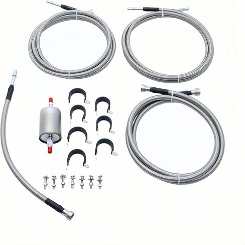 Fuel Line kit Compatible With GMC Sierra | Chevy Silverado 1500 2500 3500 1999 2000 2001 2002 2003 Gas Stainless Steel Braided Fuel Hose Set,Replace 819-840 in Kuwait