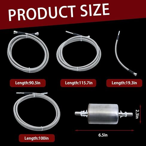 Fuel Line kit Compatible With GMC Sierra | Chevy Silverado 1500 2500 3500 1999 2000 2001 2002 2003 Gas Stainless Steel Braided Fuel Hose Set,Replace 819-840 in Kuwait