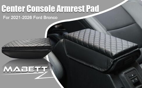 غطاء وحدة التحكم المركزية Mabett لملحقات Ford Bronco 2026، 2021-2025 2/4 باب، يمنع خدوش الكلاب، وسادة وحدة التحكم المركزية غطاء مسند ذراع مقاوم للماء، واقي غطاء صندوق مقعد مسند الذراع (أسود) in Kuwait