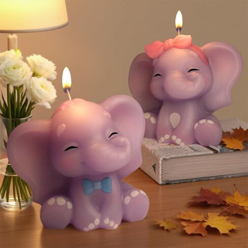 2-Piece Set of Elephant Candle molds for Candle Making 3D Elephant Resin Candle soap Mold DIY Resin Gypsum Clay Elephant Ornament Silicone Mold in Kuwait
