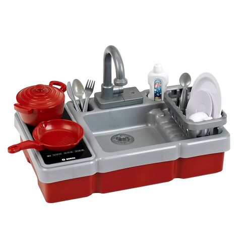 Theo Klein 7110 Bosch mini Children's Kitchen I Sink with Water Pump Function I Hob with Light & Sound I Includes Cooking and Eating Utensils I Toy for Children Aged 3 and Over in Kuwait